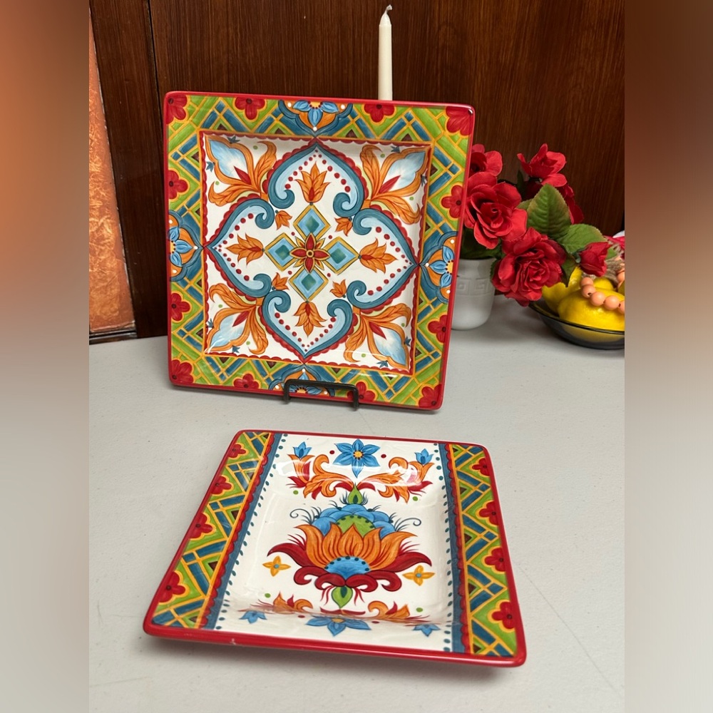 España Lifestyle Pasha Handcrafted 2 Square Serving plates